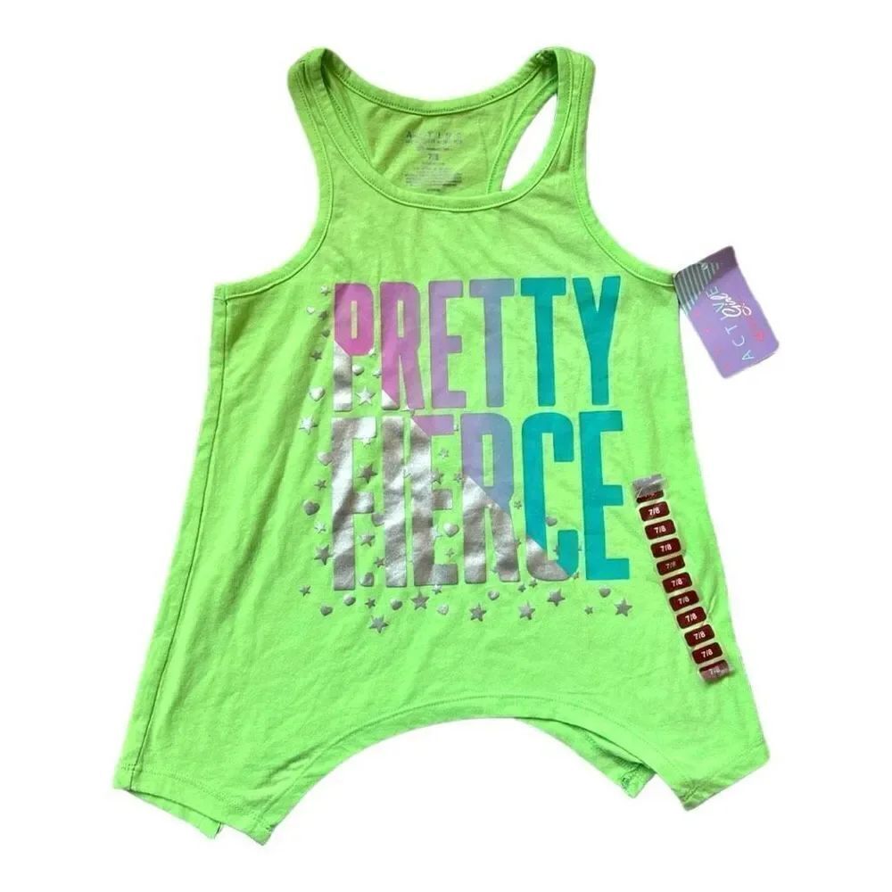 NWT Girls Active Basics Pretty Fierce Asymmetrical Tank  Top - Sz 7/8